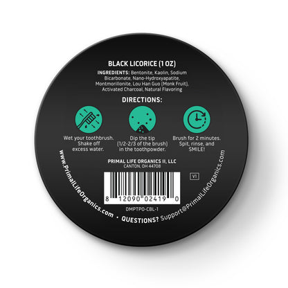 Primal Life Organics Dirty Mouth Toothpowder – Charcoal Black Licorice, 1 oz