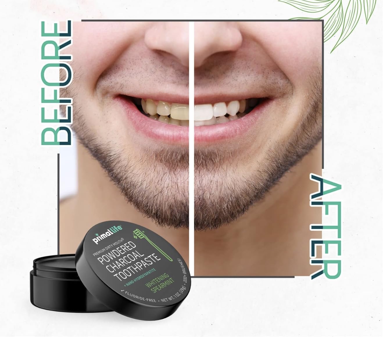 2 Pack Primal Life Organics Dirty Mouth Toothpowder – Spearmint, Kaolin & Bentonite Clay, 1 oz, Organic & Vegan