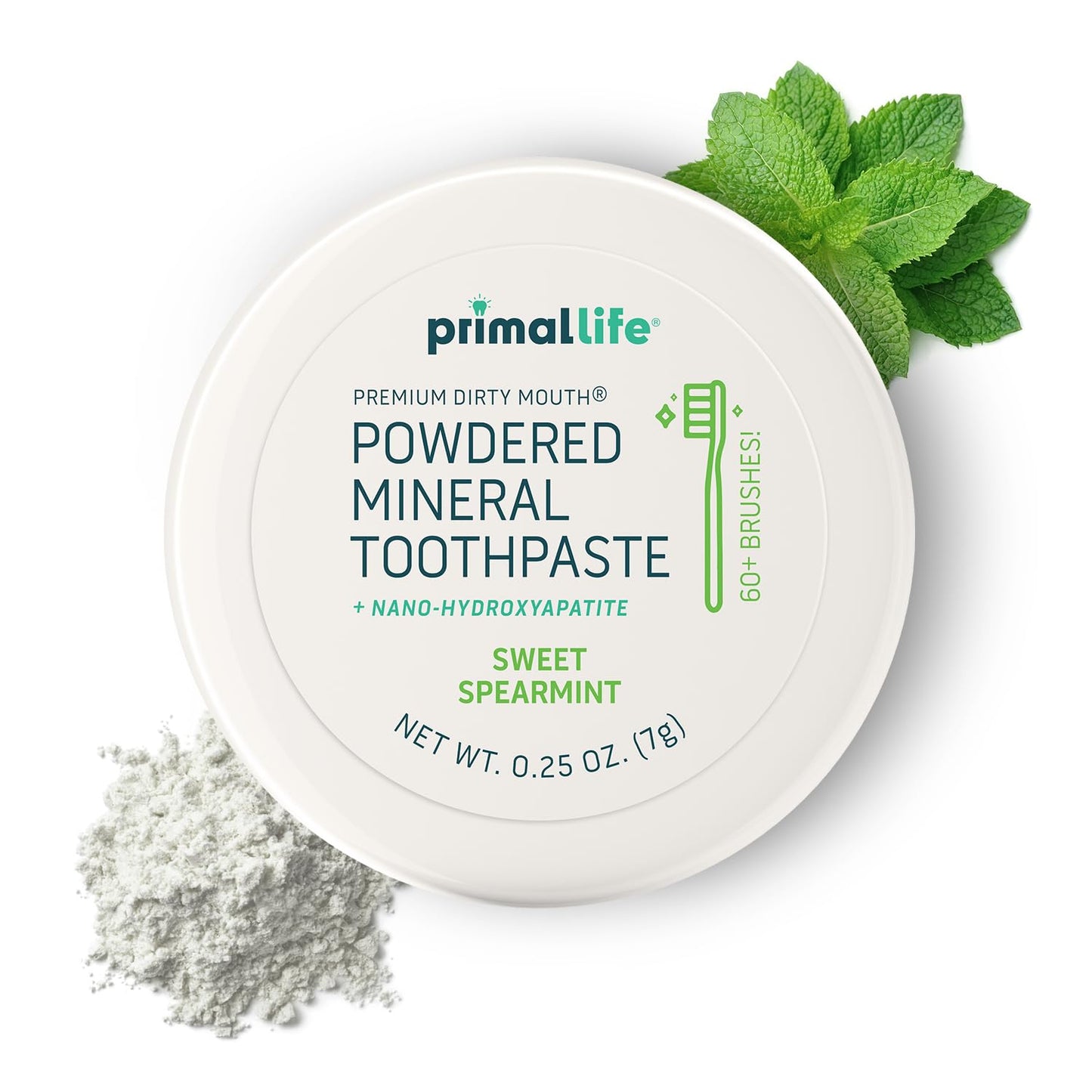 Primal Life Organics Dirty Mouth Toothpowder – Sweet Spearmint, 0.25 oz