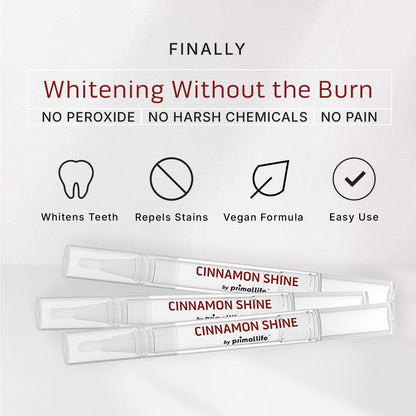 Primal Life Organics Real White Teeth Whitening Pens – All-Natural, Peroxide-Free, Cinnamon (3 Pack)