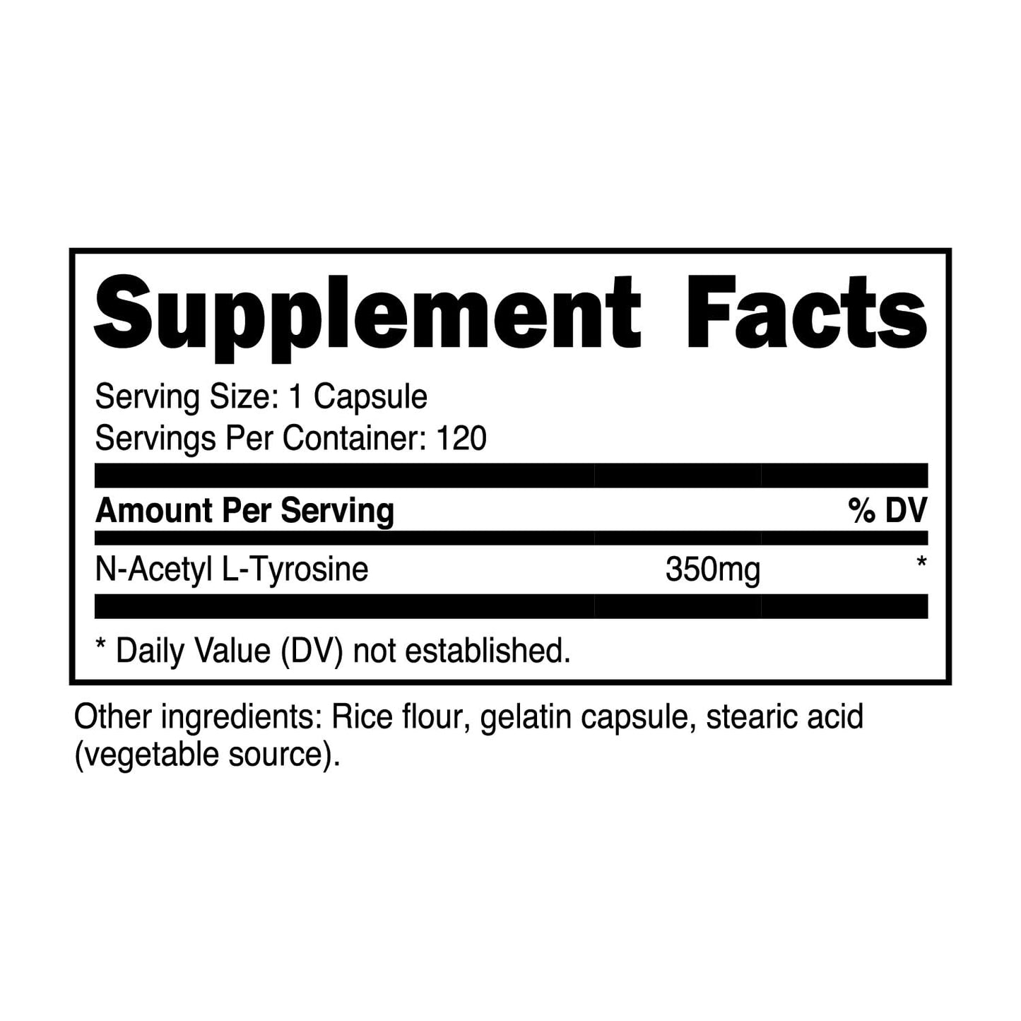 Primal N-Acetyl L-Tyrosine Capsules (120 Servings, 350 mg) – Gluten Free, Non-GMO