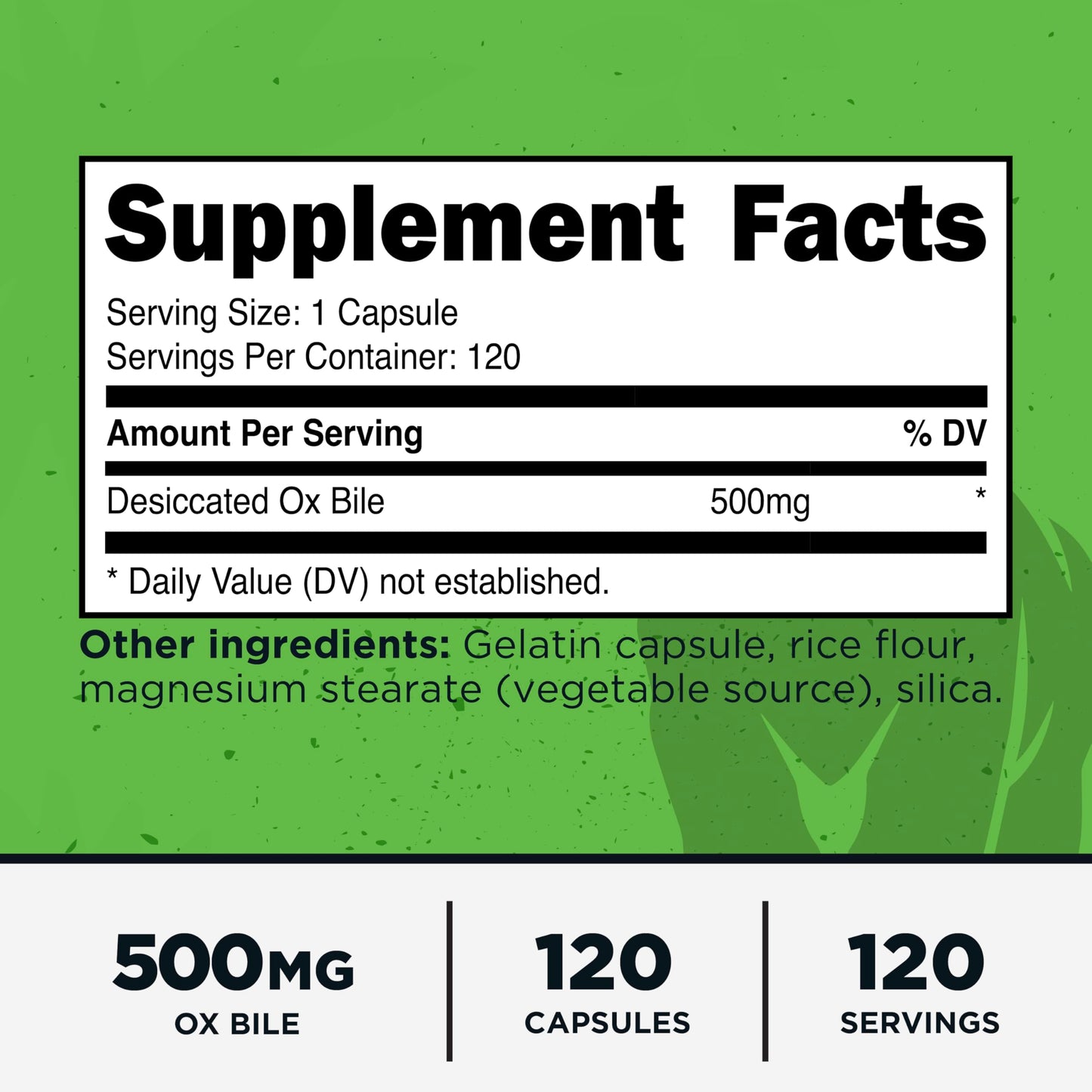 Primal Ox Bile - 120 Capsules | 500 mg per Serving | Gluten-Free & Non-GMO | Third-Party Tested