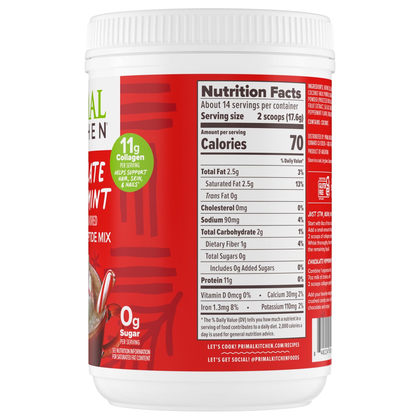 Primal Kitchen Chocolate Peppermint Collagen Peptide Mix – 8.67 oz