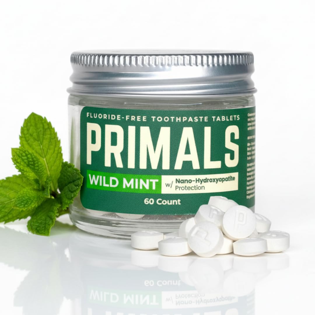 PRIMALS Fluoride-Free Toothpaste Tablets – Nano-Hydroxyapatite, 60 Count