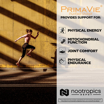Nootropics Depot PrimaVie Shilajit Capsules | 250mg | 90 Count | Purified Extract | Ayurvedic Herb | Supports Mitochondrial Function + Boosts Endurance