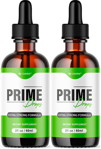 (2 Pack) Prime Drops for Men - Liquid All Natural | Maximum Strength PrimeDrops Formula - 2 Bottles for 2 Months