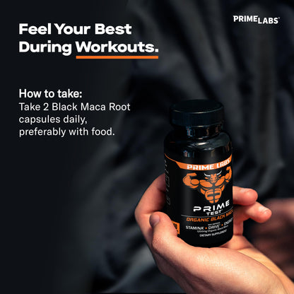 Prime Labs Organic Black Maca Root Capsules 1200mg – 60 Count | Peruvian 20:1 Extract