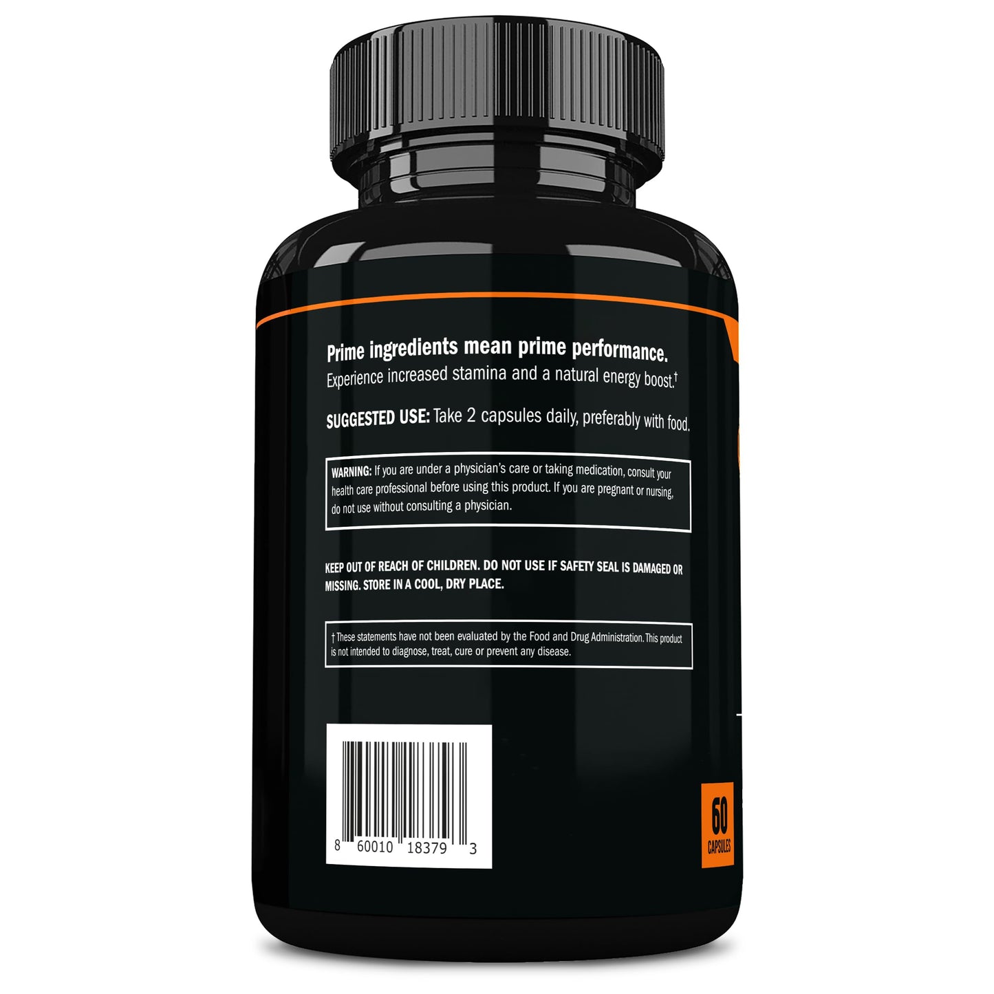 Prime Labs Organic Black Maca Root Capsules 1200mg – 60 Count | Peruvian 20:1 Extract