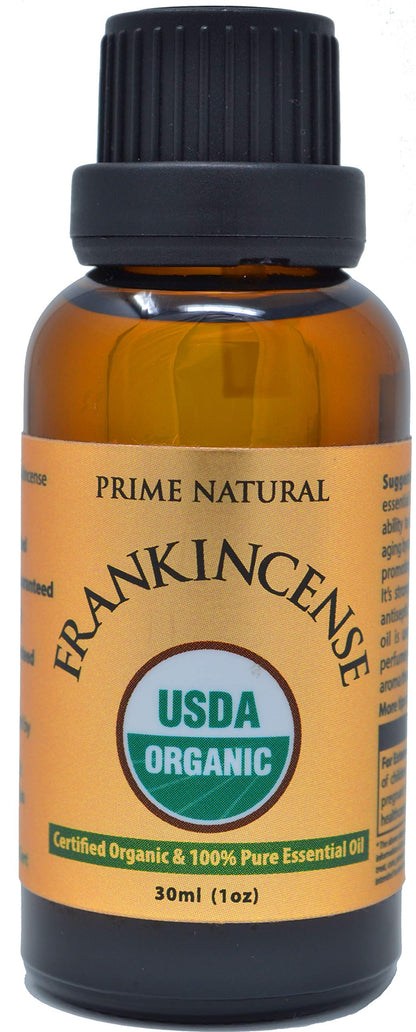 Prime Natural Organic Frankincense Essential Oil 30ml Pure Undiluted for Relaxation, Skin Care & Calming Meditation