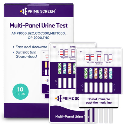 Prime Screen [10 Pack] 6 Panel Urine Test Kit - Fast At-Home Drug Screening