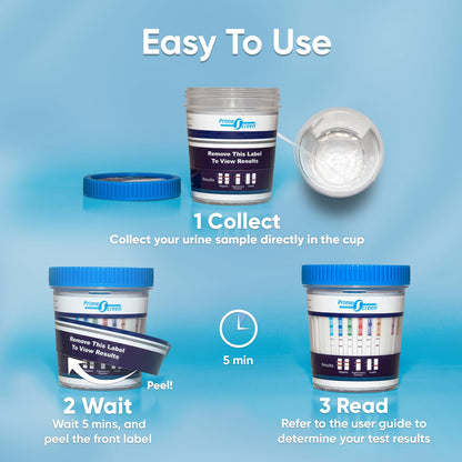 Prime Screen 12 Panel Drug Test Kit – Instant Urine Test for THC, AMP, BAR, BZO, COC, MAMP, MDMA, MOP/OPI, MTD, OXY, PCP, TCA - 300 Cut-Off | TDOA-7125 5 Pack