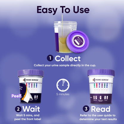 [5 Pack] Prime Screen 6-Panel Urine Test Cup - CLIA Waived - BZO COC mAMP OPI OXY THC - C-CUP-TDOA-564