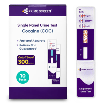 Prime Screen Cocaine Urine Test Card - 300 ng/mL Cutoff, Single Panel Drug Test Kit - 10 Pack