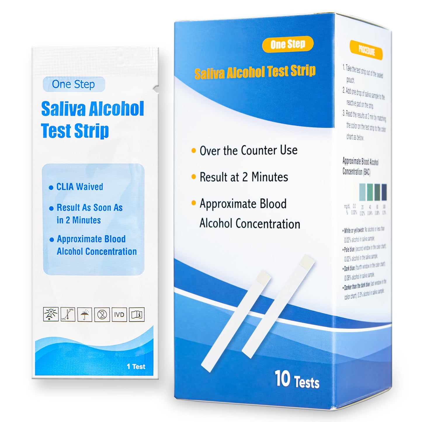 Prime Screen Saliva Alcohol Test Strip — Home BAC, 2-Minute Results, 10 Tests