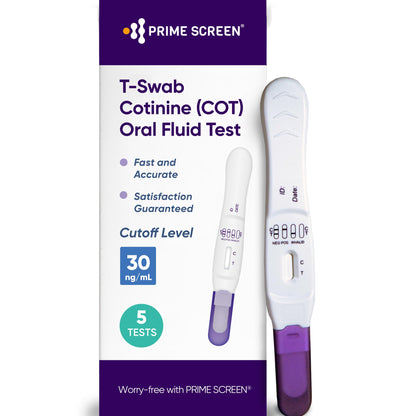 Prime Screen T-Swab Cotinine Oral Fluid Test (5 Pack) – One-Step Nicotine Detection