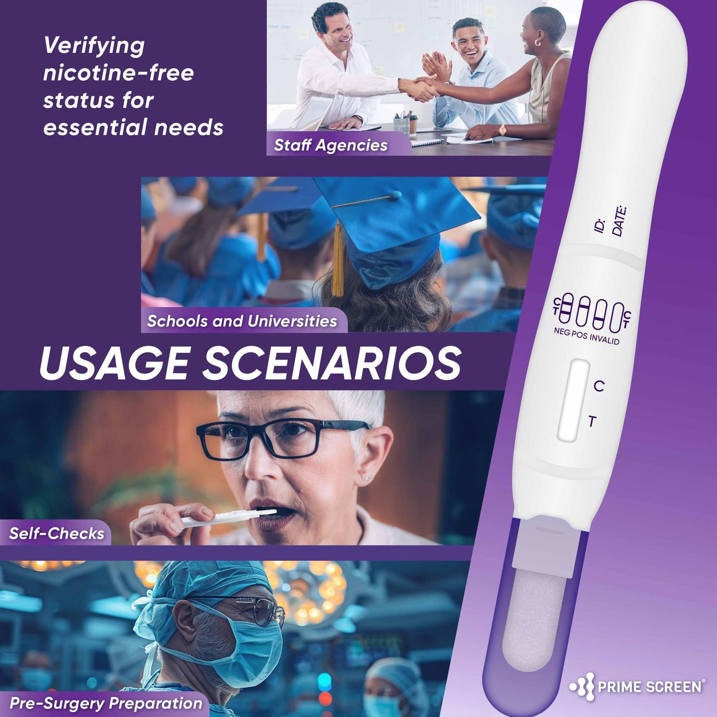 Prime Screen T-Swab Cotinine Oral Fluid Test (5 Pack) – One-Step Nicotine Detection