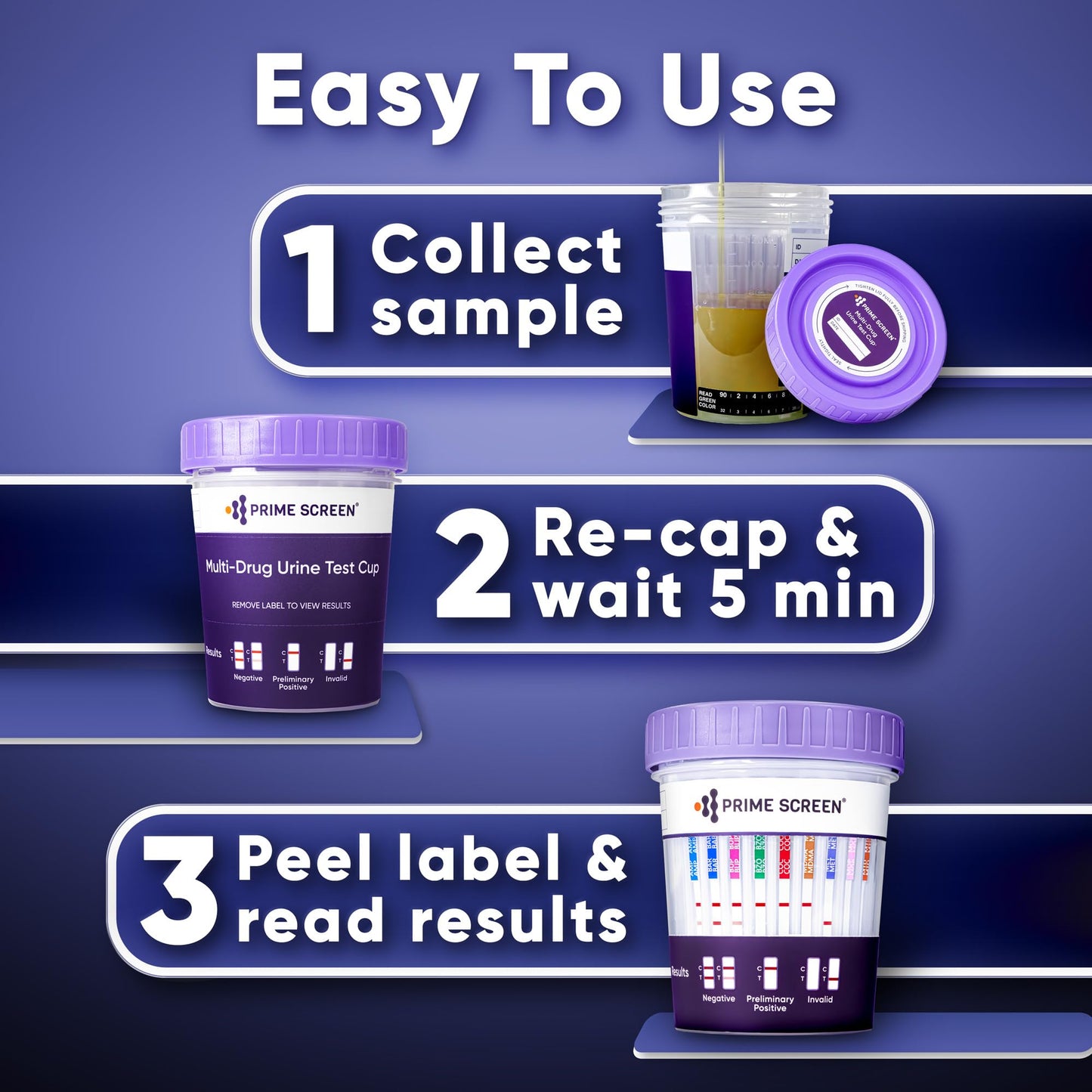 Prime Screen 16-Panel Urine Drug Test Compact Cup Kit (AMP,BAR,BUP,BZO,COC,mAMP,MDMA,MOP/OPI,MTD,OXY,PCP,THC,ETG,FTY,TRA,K2) – CDOA-9165EFTK