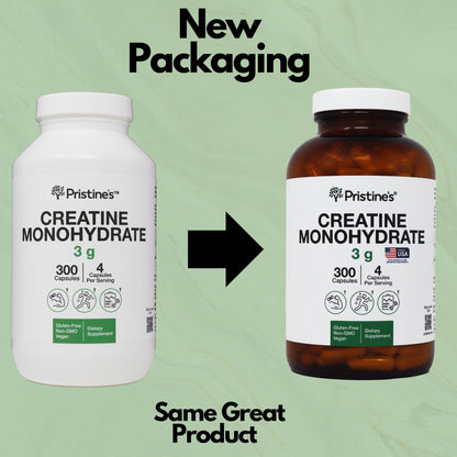 PRISTINE'S Creatine Monohydrate Capsules – NSF Certified, 75 Day Supply, 3G Muscle Growth & Recovery