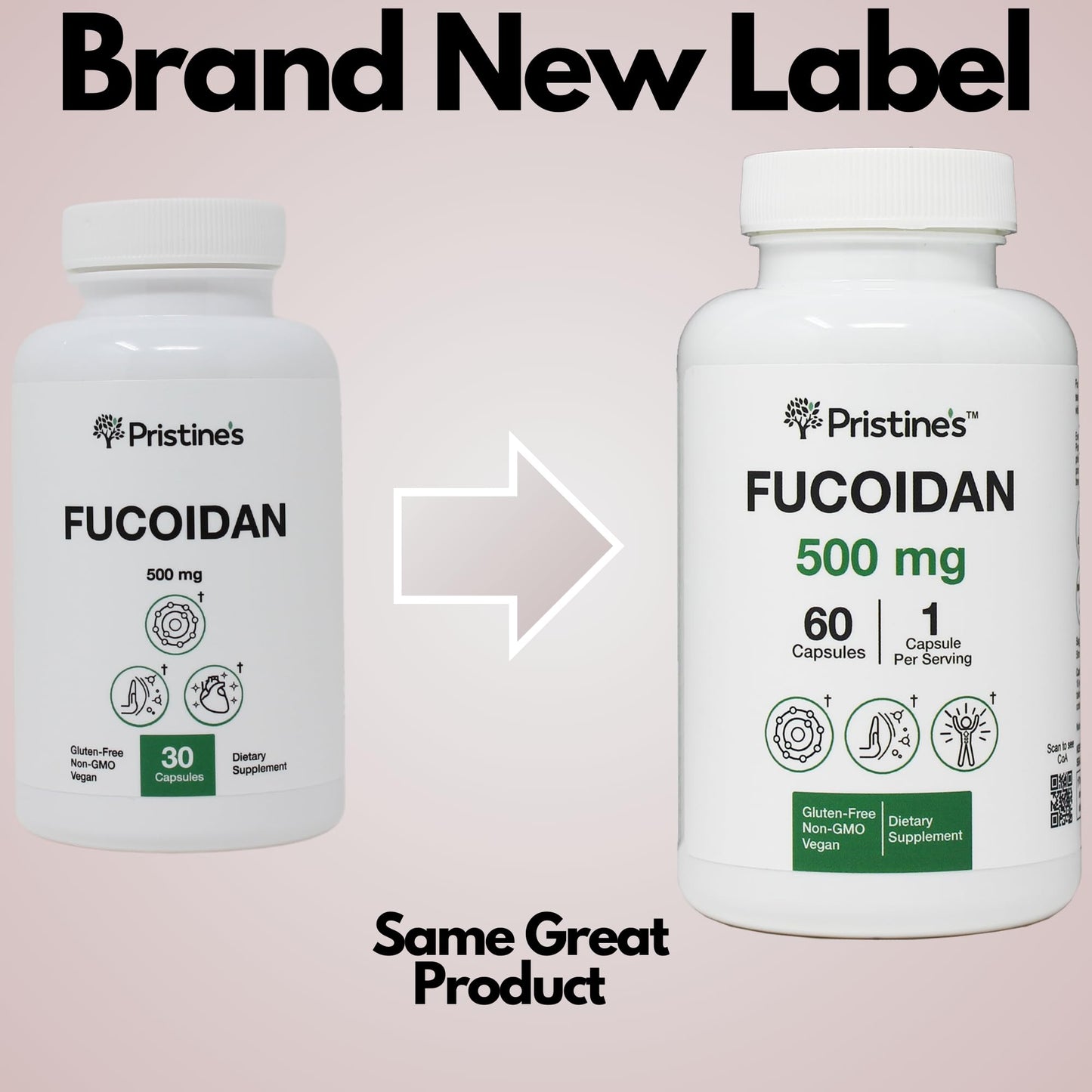 PRISTINE'S Fucoidan 500MG Immunity Supplement - 60 Day Supply