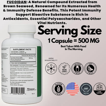 PRISTINE'S Fucoidan 500MG Immunity Supplement - 60 Day Supply