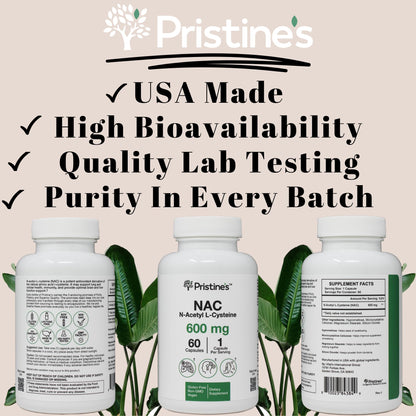 N-Acetyl L-Cysteine (NAC) Immunity, Lung & Liver Support - 600mg, 60 Day Supply | Vegan, Gluten Free, Non-GMO