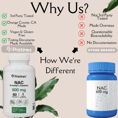 N-Acetyl L-Cysteine (NAC) Immunity, Lung & Liver Support - 600mg, 60 Day Supply | Vegan, Gluten Free, Non-GMO