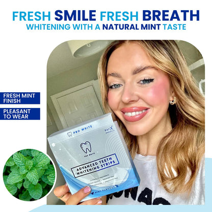 Pro White Advanced Teeth Whitening Strips - Teeth Strips with Fresh Mint Flavor- Whitening Strips with 14 Applications for Easy Daily Use - Refresh Your Smile with Fast Acting Teeth Whitening Strips