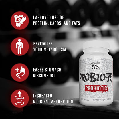 5% Nutrition Rich Piana Probio-75 Billion CFUs | Vegan, 14 Unique Strains