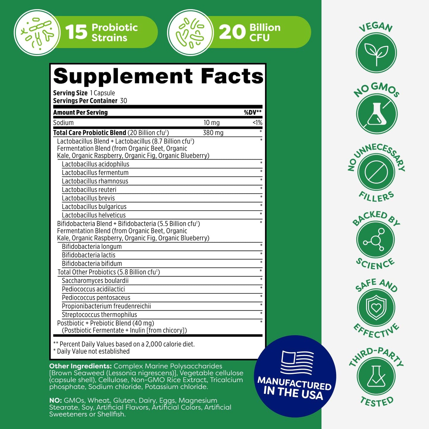 Probulin Total Care Probiotic – 20B CFU, Vegan, 30 Count