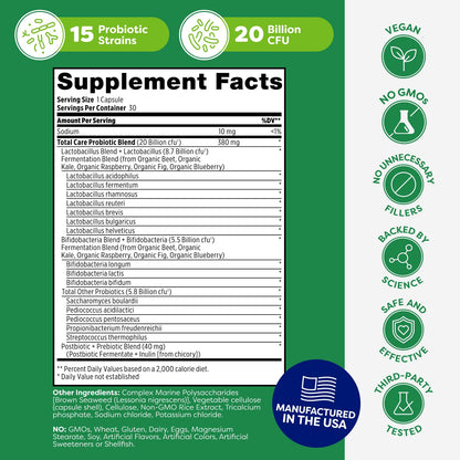 Probulin Total Care Probiotic – 20B CFU, Vegan, 30 Count