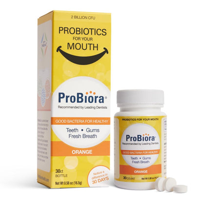 ProBiora Oral-Care Probiotic Tablets – 2 x 30-Count Orange Flavor for Fresh Breath, Whiter Teeth