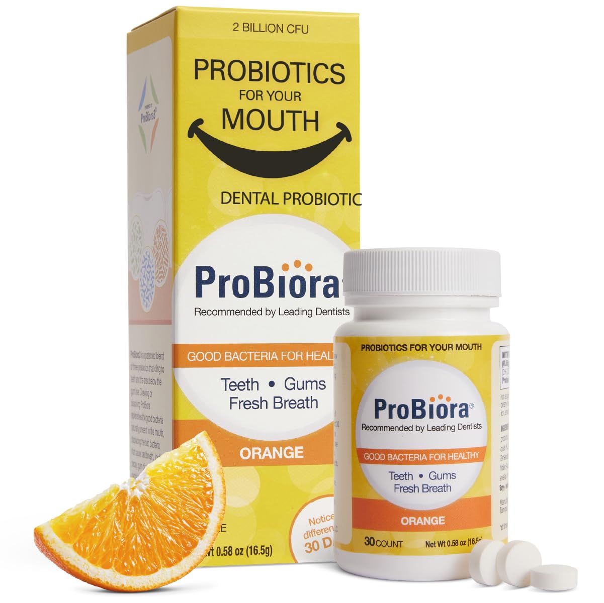 ProBiora Oral-Care Probiotic Tablets – 30 Count (Orange) | Probiotic Dental Supplement