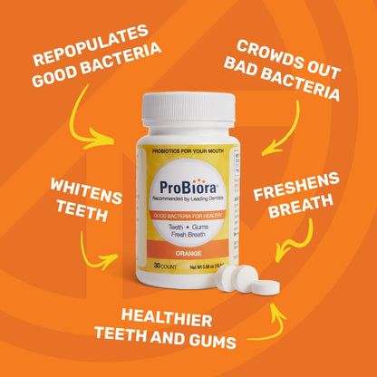 ProBiora Oral-Care Probiotic Tablets – 30 Count (Orange) | Probiotic Dental Supplement