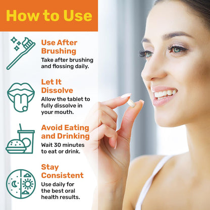 ProBiora Oral-Care Probiotic Tablets – 30 Count (Orange) | Probiotic Dental Supplement