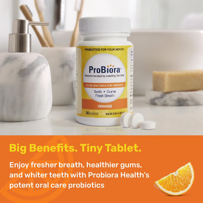 ProBiora Oral-Care Probiotic Tablets – 30 Count (Orange) | Probiotic Dental Supplement