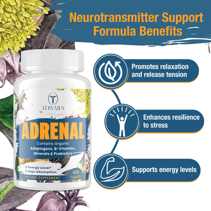 Adrenal Support Adaptogens – Cortisol Support with Rhodiola, Ashwagandha & Eleuthero | 60 Vegan Tablets