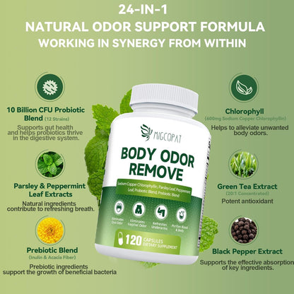 Chlorophyll Body Deodorizing Supplement – 120 Caps, Parsley & Peppermint
