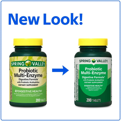 Probiotic Multi-Enzyme Digestive Formula Tablets – 200 Count | Supports Digestion & Gut Health