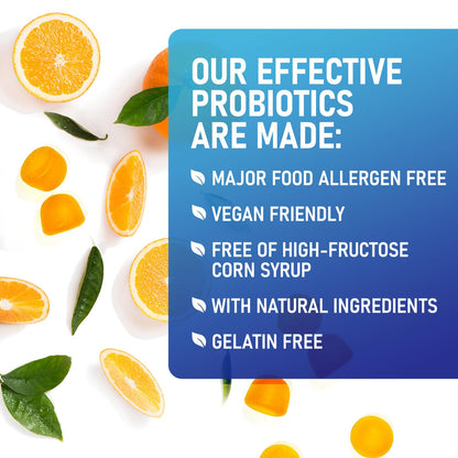 Probiotic Gummies 5 Billion CFU - 60 Count Orange Flavor | Digestive Health & Immune Support