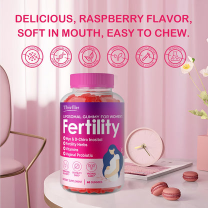 Fertility Supplements for Women – Prenatal Vitamins with Myo-Inositol & D-Chiro Inositol, 60 Raspberry Gummies