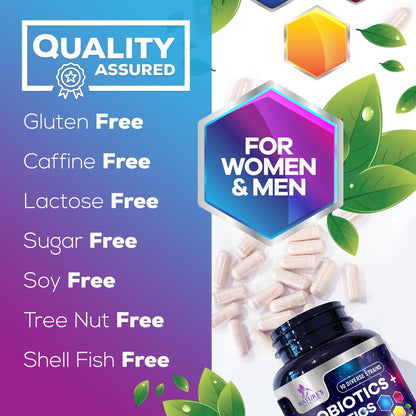 Probiotics 100 Billion CFU – 10 Strains & Prebiotics for Digestive Health & Immunity