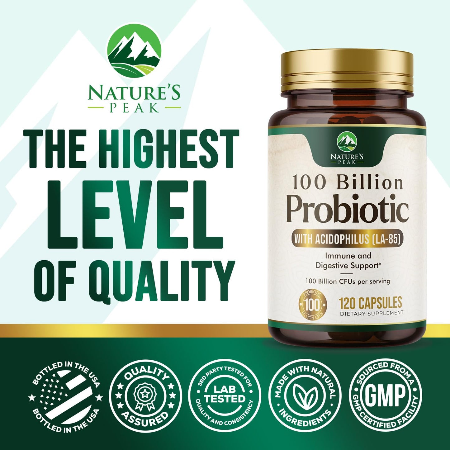 Probiotics 100 Billion CFU - 16 Strains + Prebiotics | 120 Capsules