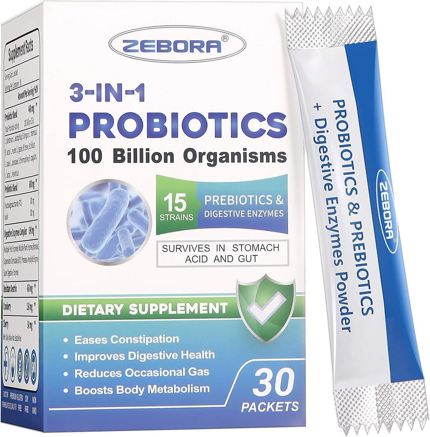 Probiotics for Women & Men - 100 Billion CFU 3-in-1 Digestive Enzymes & Prebiotics | Immune Support