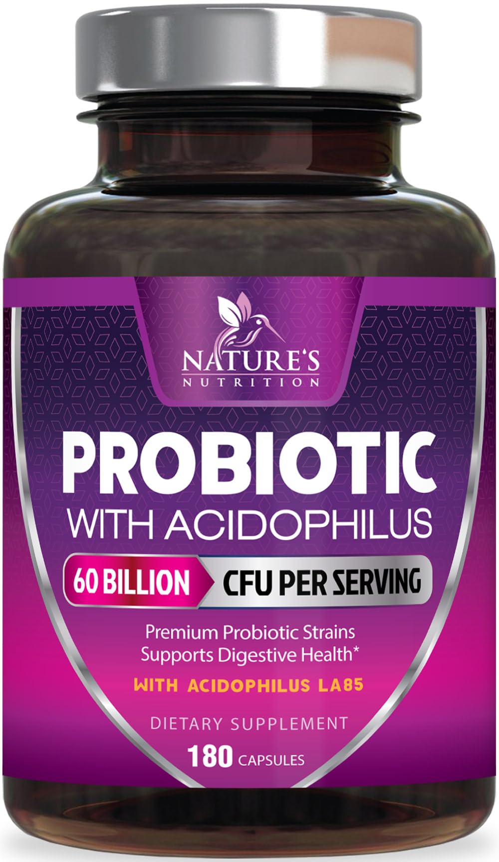 Probiotics 60B CFU – 10 Strains + Prebiotics | Digestive, Gut & Immune Support | 180 Capsules
