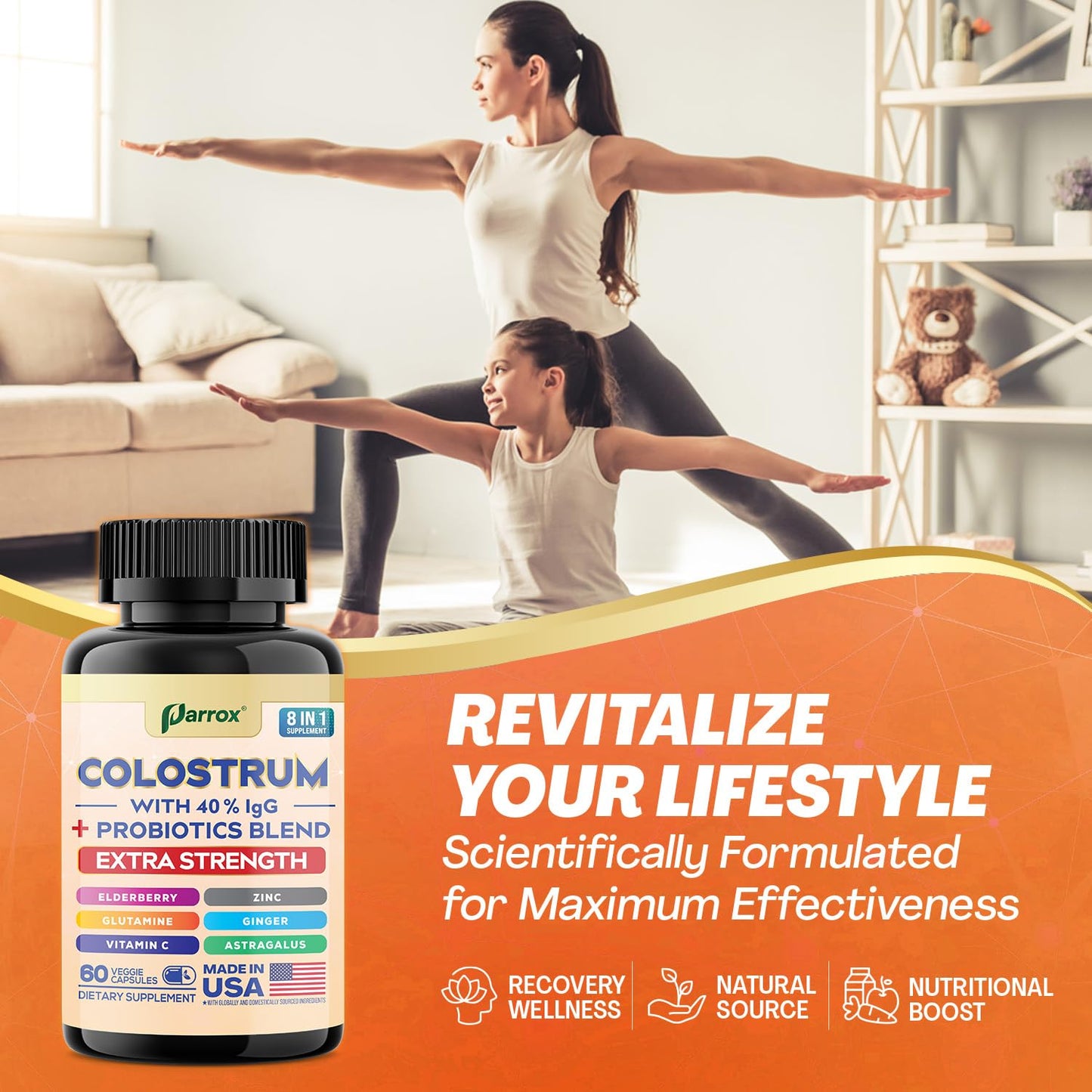 Parrox Colostrum Capsules – Grass-Fed 40% IgG, 8-in-1 Probiotic Wellness