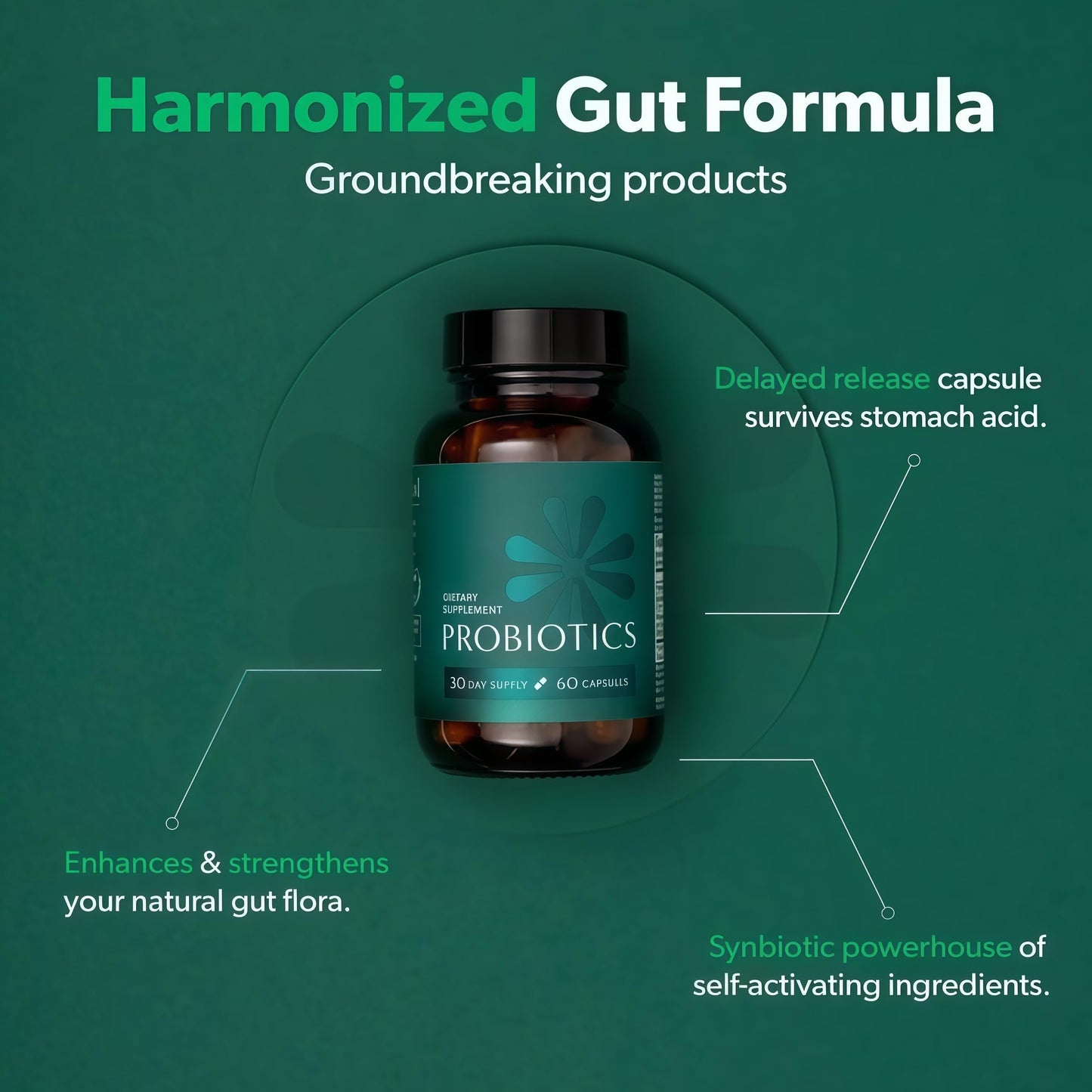 Probiotics - Digestive Health Probiotic with Xylooligosaccharides | Vegan, Gluten Free, 60 Delayed-Release Capsules