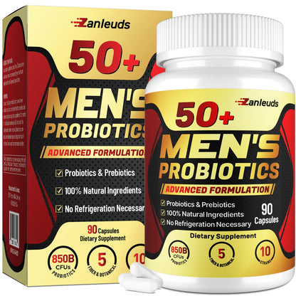 Probiotics for Men 50+ – 850B CFU & 1900mg Prebiotic | Gut Health