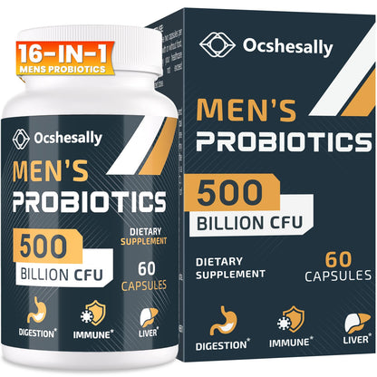 Probiotics for Men – 500B CFUs, 12 Strains, Turmeric & Cranberry, 60 Capsules