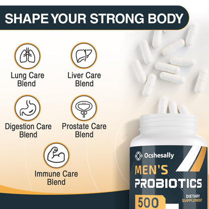 Probiotics for Men – 500B CFUs, 12 Strains, Turmeric & Cranberry, 60 Capsules