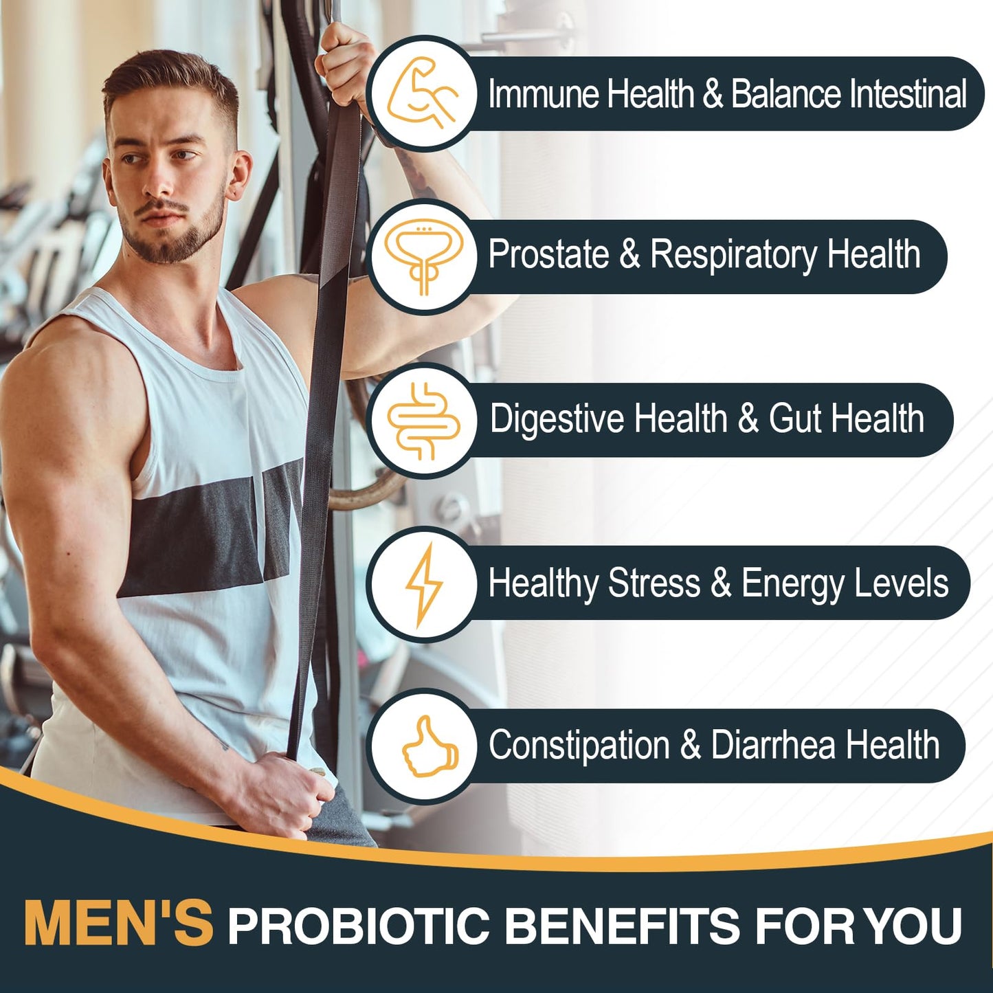 Probiotics for Men – 500B CFUs, 12 Strains, Turmeric & Cranberry, 60 Capsules